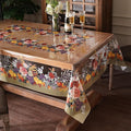 Clear Table Cover Protector Vinyl PVC Rectangle Table Cloth Oil Spill Proof Plastic Tablecloths for Dining Tables Parties Holidays (Floral Fruit, 60 x 84 Inches)