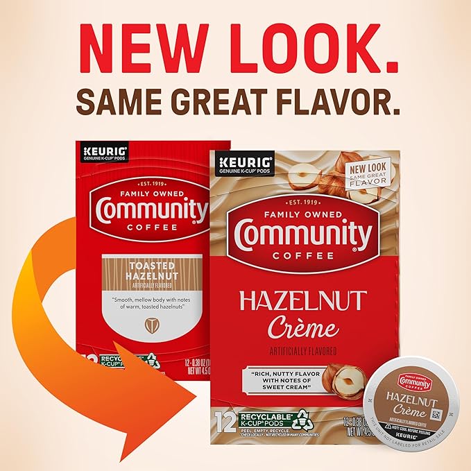 Community Coffee Hazelnut Creme Flavored 12 Count Keurig K-Cup Coffee Pods, Medium Roast, 12 Count (Pack of 1)