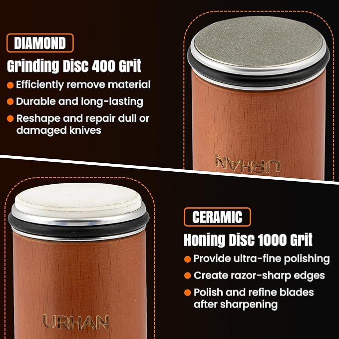 Rolling Knife Sharpener Kit – 5 Magnetic Angles (12, 15, 17, 19 & 22 Degrees) – Diamonds and Ceramic Discs – Durable Knife Sharpening System – Easy to Use at Home – Suitable for Kitchen Knives