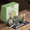 Matcha Whisk Set – 8 Pcs Matcha Set with Ceramic Bowl with Spout, Bamboo Whisk, Holder, Scoop, Sifter, and Tea Towel – Complete Japanese Matcha Kit for Ceremony and Gift (Matcha Green)