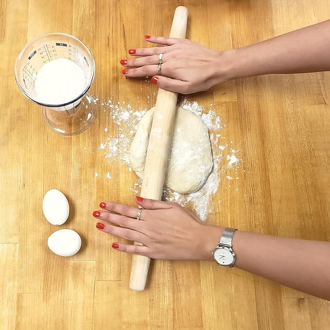 Frieling Dough Roller - 1.5-in x 20-in Natural Maple - French Pin Wooden Rolling Pin & Pastry Roller for Pizza Dough