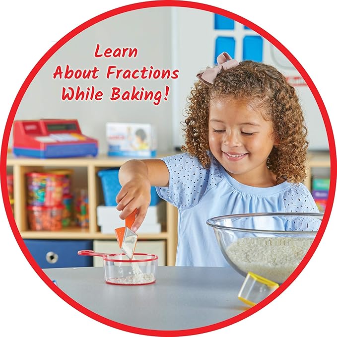 hand2mind Rainbow Fraction Measuring Cups, Kids Montessori Kitchen Tools, Toddler Cooking Tools, Sensory Table Materials, Fraction Manipulatives, Homeschooling Supplies, Easter Baking (Set of 4)