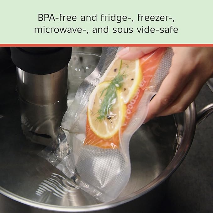 FoodSaver Custom Fit Airtight Food Storage and Sous Vide Vacuum Sealer Bags, 8 x 20', Perfect for Meal Prep and Sous Vide Cooking (Pack of 12)