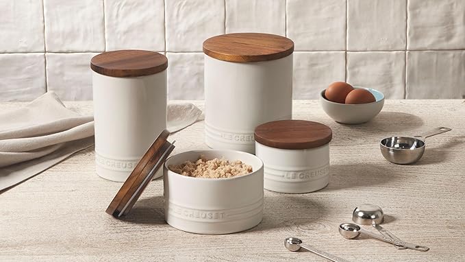 Le Creuset Signature Salt Cellar and Storage Canister with Wood Lid, 7 oz., Shallot