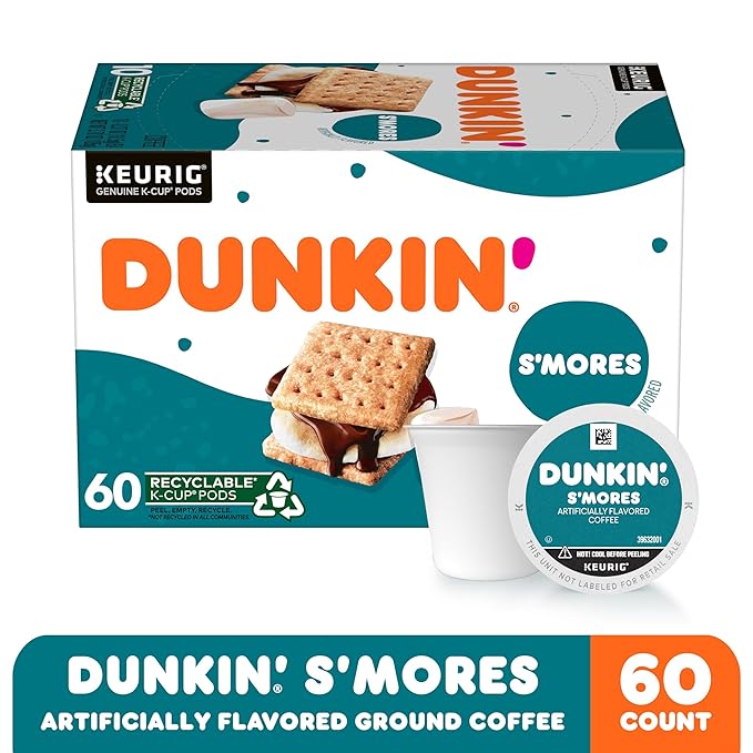 Dunkin’ Medium Roast S’mores Flavored Coffee, 60 Keurig K-Cup Pods
