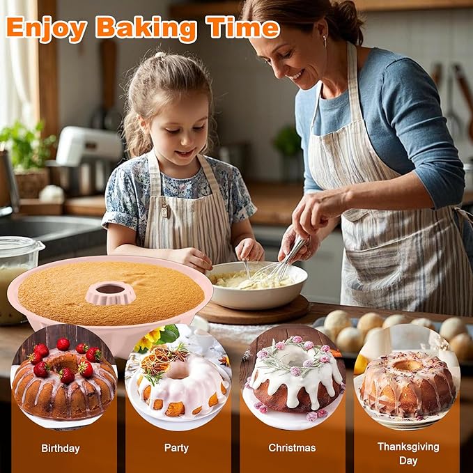 Silicone Cake Mold Flower Shaped - Non-Stick Bundt Pan, Reusable Flexible Baking Mold for Cakes Cupcakes Chocolate, Easy to Clean Pink Baking Supplies
