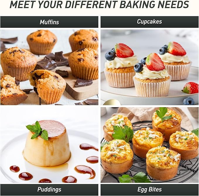 2 Pack 6 Cups Silicone Mini Muffin Pan with Metal Reinforced Frame Silicone Molds Cupcake Cake Baking Pans Cookie Baking Chocoflan Cupcake Mold Cake Molds Kitchen Baking Mom Gift Home Essentials