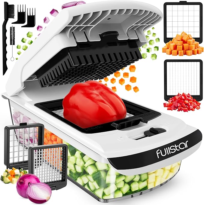 Fullstar The Original Pro Chopper - Vegetable Chopper and Spiralizer, Food Chopper with Container, Fruit Slicer, Kitchen Gadgets & Accessories, Home Essentials (2 in 1, White)