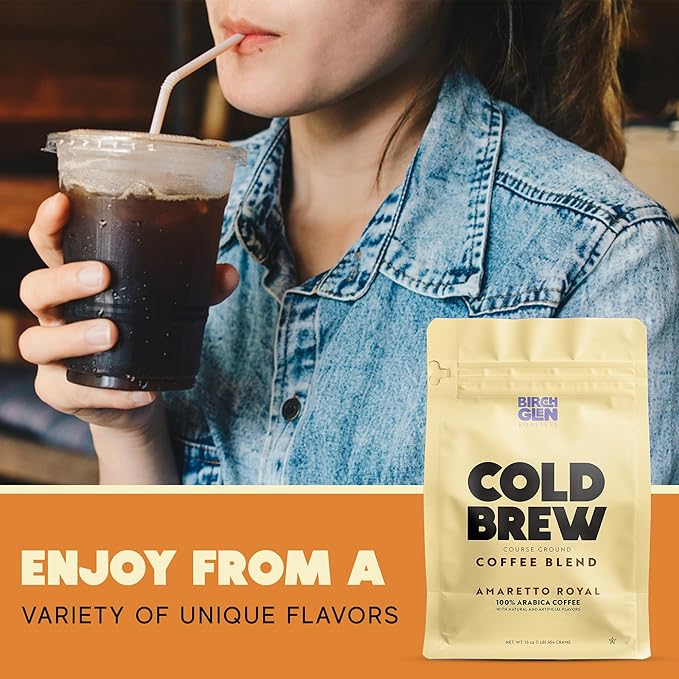 Birch Glen Roasters Cold Brew Coffee | Flavored Coarse Ground Coffee | Medium Roast | Artisanal Roasting | 100% Arabica |1 LB Bag | Snickerdoodle