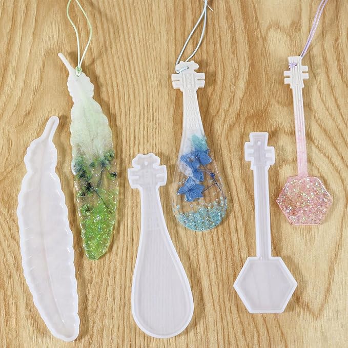 5Pcs Bookmark Resin Silicone Mold Classical Instruments Shapes Bookmarks Epoxy Resin Molds for Casting Resin Mold for Epoxy Crafts DIY Book Lovers Gifts