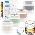 Silicone Ice Ball Mold with Lid, 4 Pack – 2.5 Inch Large Sphere Round Ice Maker, Easy Release BPA-Free Silicone Trays for Whiskey & Cocktails, Home Bars & Freezer