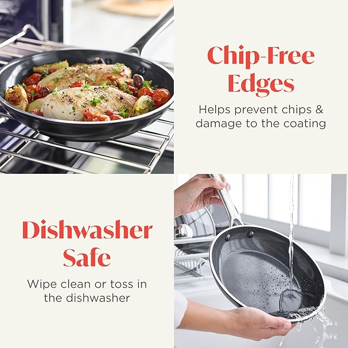 Orfeo 8” Nonstick Frying Pan Skillet, Made in Italy, Diamond Ceramic PFAS-Free Cookware, Induction Ready, Scratch Resistant, Laser-Fused Surface for Durability, Dishwasher Safe, Black