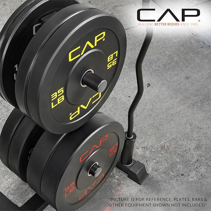 CAP Barbell 2-Inch Olympic Bumper Plate Weight Set with 6 Post Rack | 100-370 lbs | Multiple Options