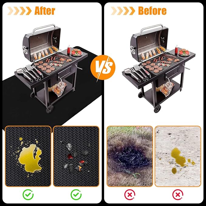100x51 Inches Extra Large Grill Mat for Outdoor Grill - Fireproof Deck and Patio Protector, Waterproof and Oil-Proof Barbecue Grill Mat