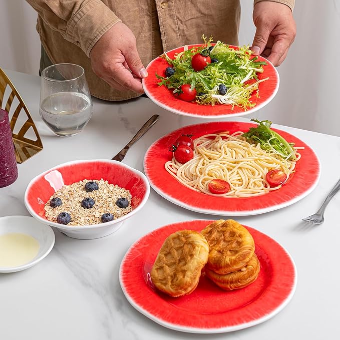 Melamine Large Serving Bowls, 12x4 ''And 130 OZ, Set of 2, Unbreakable and Dishwasher Safe Bowls Set for Serving Salad, Fruit, Pasta and Side Dishes on Christmas,Party All Occasions, Red