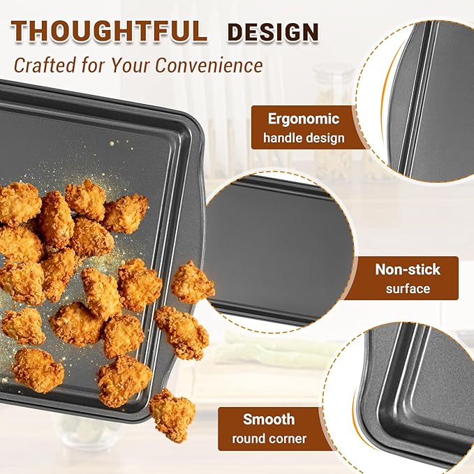 BEWOS Baking Sheet Pans With Racks Set - Including 17.6 × 12 × 1.26 Inch Carbon Steel Baking Sheet, Set of 106 (3 Sheets + 3 Cooling Racks + 100 Parchment Paper), Nonstick Bakeware sets for Baking
