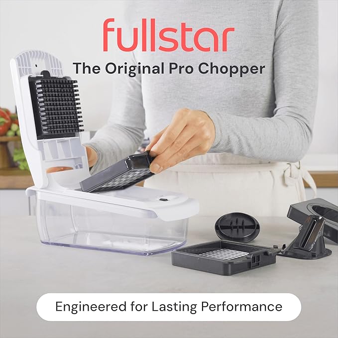 Fullstar The Original Pro Chopper - Vegetable Chopper and Spiralizer, Food Chopper with Container, Fruit Slicer, Kitchen Gadgets & Accessories, Home Essentials (8 in 1, White)