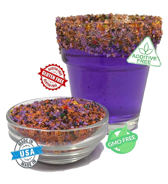 Snowy River Halloween Cocktail Sugar - Naturally Colored Orange & Black Sugar for Cocktail Rimming, Baking & Decorating, Medium Crystal (Halloween, 3oz Gift Bottle)