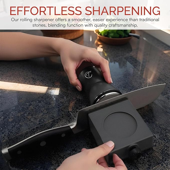 Tremenda Diamond Rolling Knife Sharpener Set – Manual Sharpening Tool with 4-Angle System – Portable Sharpener for Kitchen, Chef, and Pocket Knives