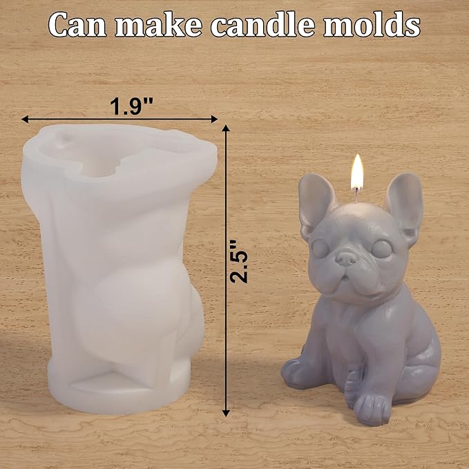 3D French Bulldog Ice Cube Molds, Fun Animal Shape Ice Cube Tray Silicone for Whiskey, Cocktail, Juice, Drink Decoration Cute Dog Gifts for Bulldog Lover, 2 Pack Resin Molds