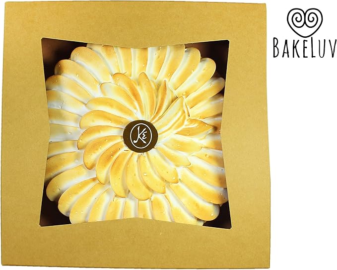 BAKELUV Pie Boxes for 9 Inch Pie | Brown, 12 Pack | 9x9x2.5 Bakery Box with Window, 9x9 Cookie Box, 9 Inch Pastry Boxes with Window Bulk, Cake Boxes, Auto Pop Up
