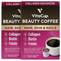 VitaCup Beauty Collagen Coffee Pods for Hair, Skin & Nails, with Biotin & Folate, Medium Dark Roast, Keto Friendly, Recyclable Single Serve Pod Compatible with Keurig K-Cup Brewers,32 Ct
