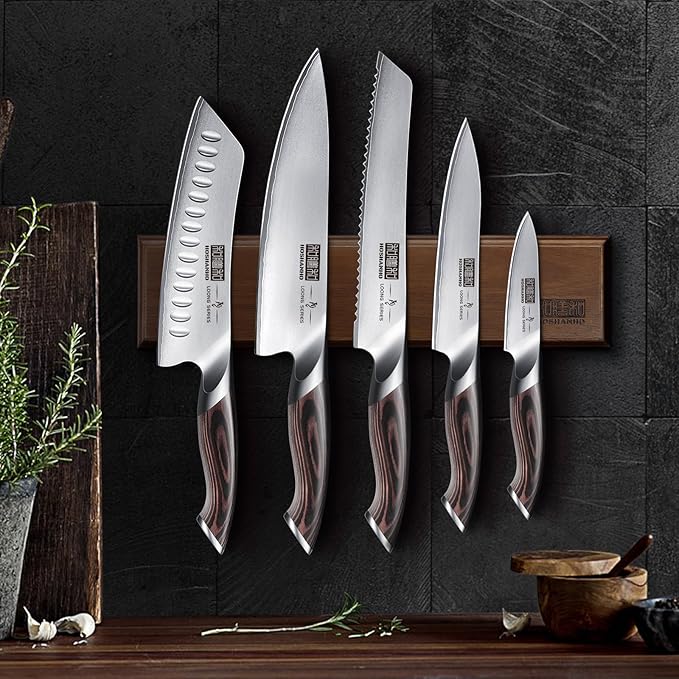 HOSHANHO Knife Set with Magnetic Knife Holder, 6 Pieces Japanese High Carbon Stainless Steel Kitchen Knife Sets, Ultra Sharp Professional Chef Knives Sets