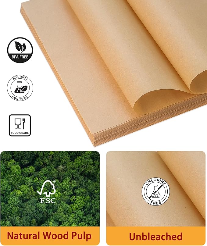 200 Pcs Parchment Paper Baking Sheets, 9x13 Inch Non-Stick Pre Cut Baking Parchment Sheets for Oven & Air Fryer, Ideal for Bread, Cookies & Cakes (Unbleached)