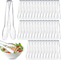 Tessco for you 50 Pcs Plastic Tongs for Serving Bulk, 9 Inch Plastic Disposable Serving Tongs Heavy Duty Salad Utensils for Kitchen Buffets BBQ Events Catering (Transparent)
