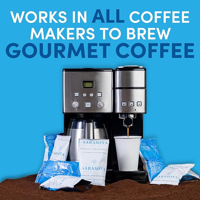 Ground Coffee | Colombian Medium Roast Low Acid Mold Free Pouches | Bulk Packets | Gourmet Columbian Powder Packs for 12 Cup Drip Maker | Premium Highest Rated Individual Premeasured Commercial Bags