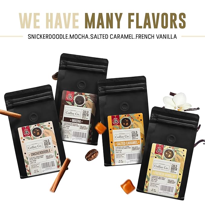 Inspired Coffee Co French Vanilla Flavored Cold Brew Coffee Coarse Ground Coffee Beans Medium Roast - Low Acid Coffee Smoother Taste - 100% Arabica - 12 oz. Resealable Bag