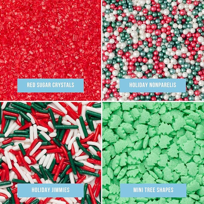Sweets Indeed Christmas Sprinkles Mix – 10.90 oz Holiday Blend | Edible Jimmies, Nonpareils & Sugar Pearls for Decorating Christmas Cookies, Cakes, Cupcakes & Festive Desserts