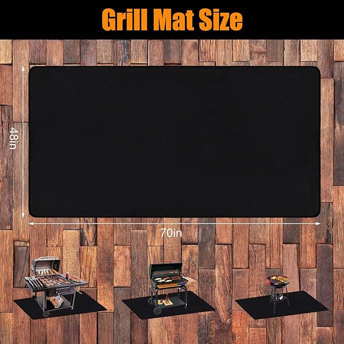 70X48 Inches Extra Large Grill Mat for Outdoor Grill - Fireproof Deck and Patio Protector, Waterproof and Oil-Proof Barbecue Grill Mat