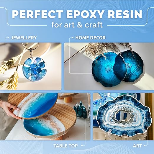 CRAFT RESIN 34 Oz Crystal Clear Epoxy Resin Kit - Food Safe & UV Resistant for DIY Art, Wood, Jewelry Making, Coasters, Molds Casting Resin Epoxy - Low Viscosity, Self Leveling for Beginners & Pros