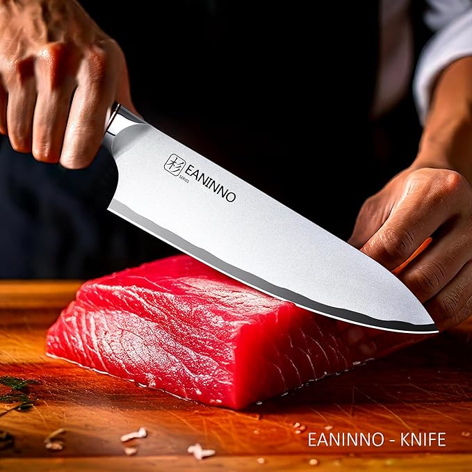 Chef Knife 8 inch Sharp Kitchen Knife, Japanese High Carbon Stainless Steel Cutting Chefs Knife Professional for Meat Vegetable with Bubinga Wood Handle