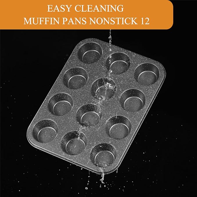 Muffin Cupcake Pan - Nonstick 12-Cup Tin for Baking Cheesecake, Toast Oven Supplies, Non-Stick Tray