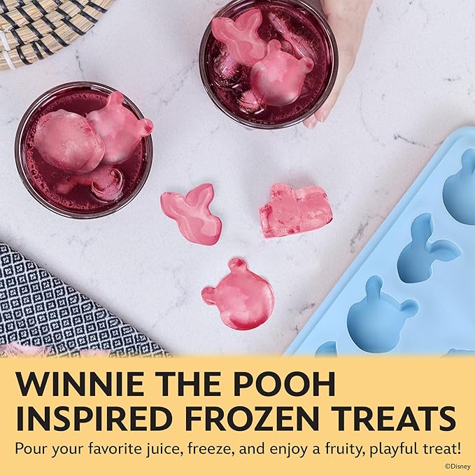 Disney Pooh Silicone Ice Cube Tray – 2 Pack Ice Trays for Freezer with Fun Pooh Ice Molds – Flexible BPA-Free Silicone Molds for Ice, Chocolate, and More (Pooh (Baby Blue))