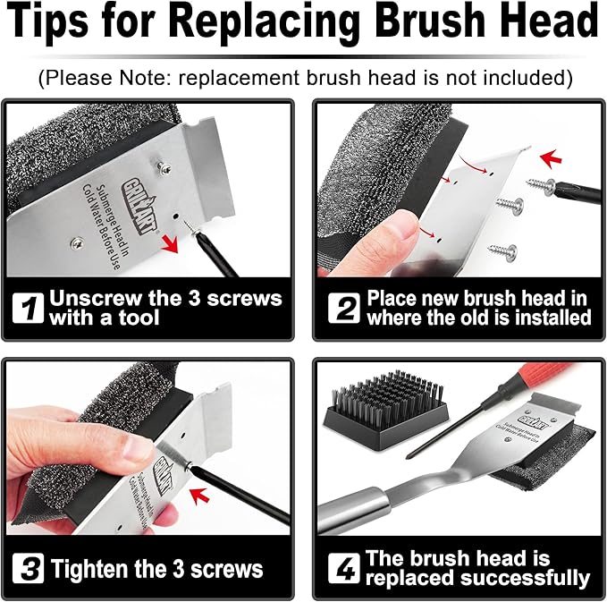 GRILLART Grill Brush Brsitle Free Replacement Head - 1PCS