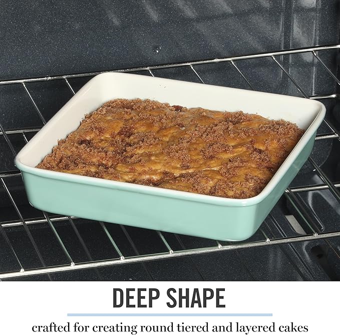 Martha Stewart Gallen 9 Inch Square Nonstick Carbon Steel Cake Pan - Teal