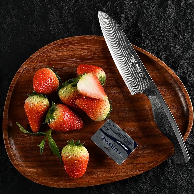 Santoku Knife 5" inches-Japan 8C Super Steel 67 Layer Damascus Steel-Sharp Kitchen Knife-Full Tang ABS Anti-Skid Handle utility knife Cooking Knife with Luxury Gift Box