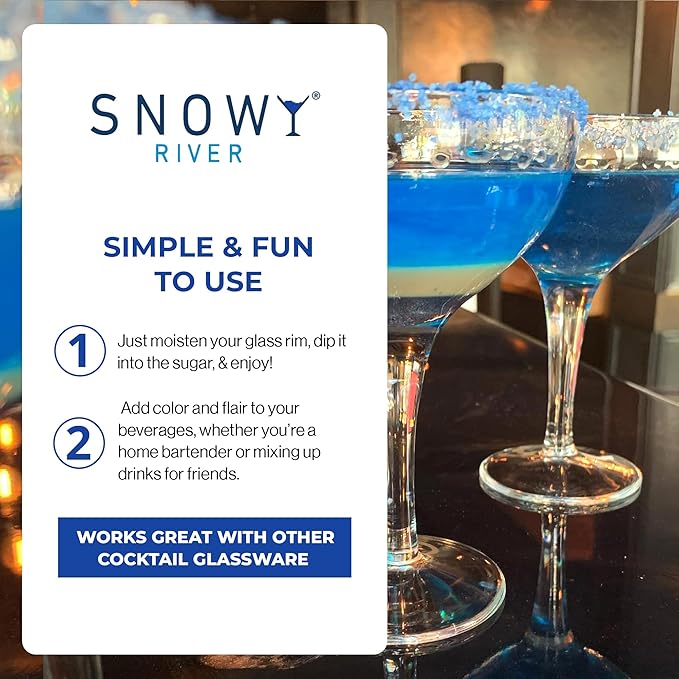 Snowy River Royal Blue, Cocktail & Margarita Sugar Rimmer - Vibrant Color Glass Rimming Sugar with Medium Crystal Texture - 4oz