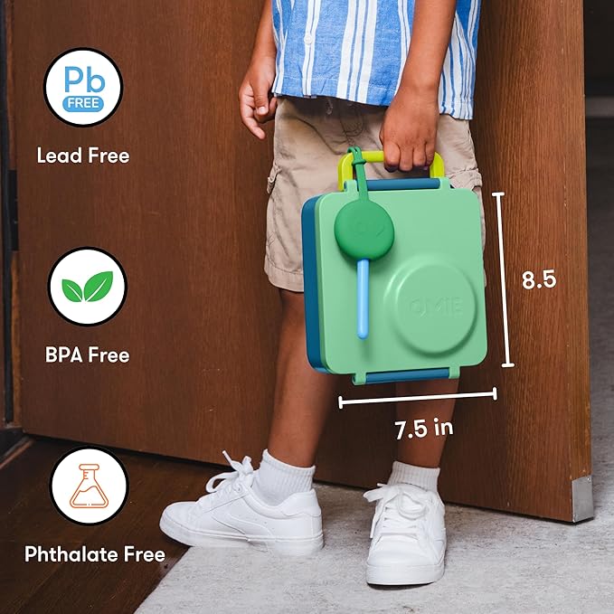 OmieBox Bento Box for Kids - Insulated Bento Lunch Box with Leak Proof Thermos Food Jar - 3 Compartments, Two Temperature Zones - (Meadow)