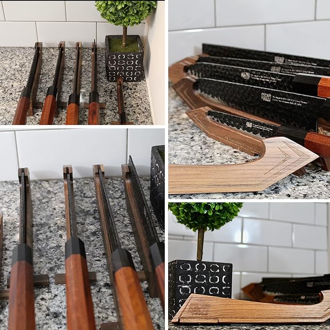 FINDKING Walnut Knife Edge Guard, Wooden Magnetic Knife Sleeve for Counter, Drawer, Knife Bag, Light, Portable Blade Sheath Cover, Suitable for 7" Japanese Kitchen Knife (Knife Not Included)