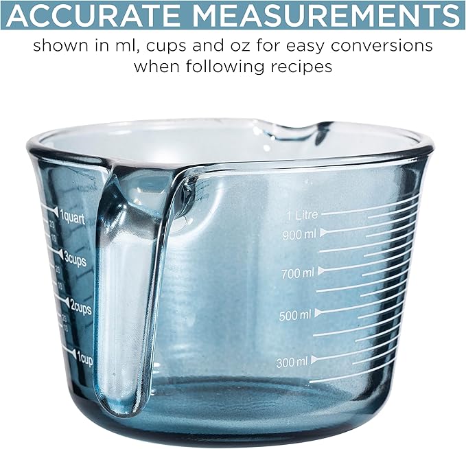 COOK WITH COLOR Glass Measuring Cups - Ideal for Cooking and Baking, Blue