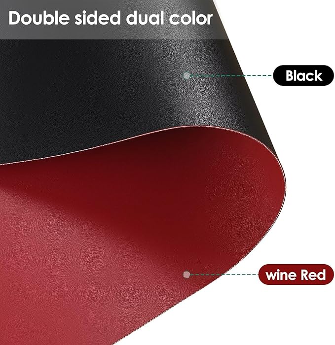 Leather Dresser Cover,1.8mm Thick,14x78 Inch,Dresser Protector Top,Dresser Top Protector,Dresser Cover Top,Dresser Top Cover,Dresser Cover Top for Bedroom.(Black+Wine Red,14x78)