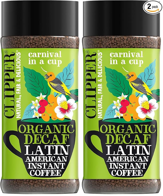Clipper Coffee: Latin American Decaf Instant Coffee – Medium Roast Coffee, Freeze Dried & Ethically Sourced – 100g (3.53oz) (Pack of 2)