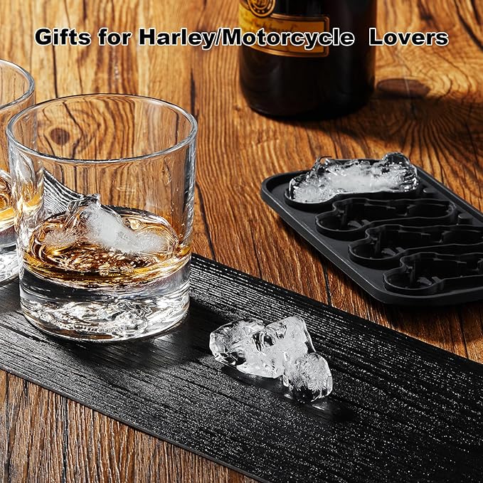 Novelty Motorcycle Ice Cube Mold, Funny Motorcycle Gifts for Men, Holiday Stocking Stuffers for Men, Large Ice Cube Molds for Whiskey, Bourbon, Cocktails