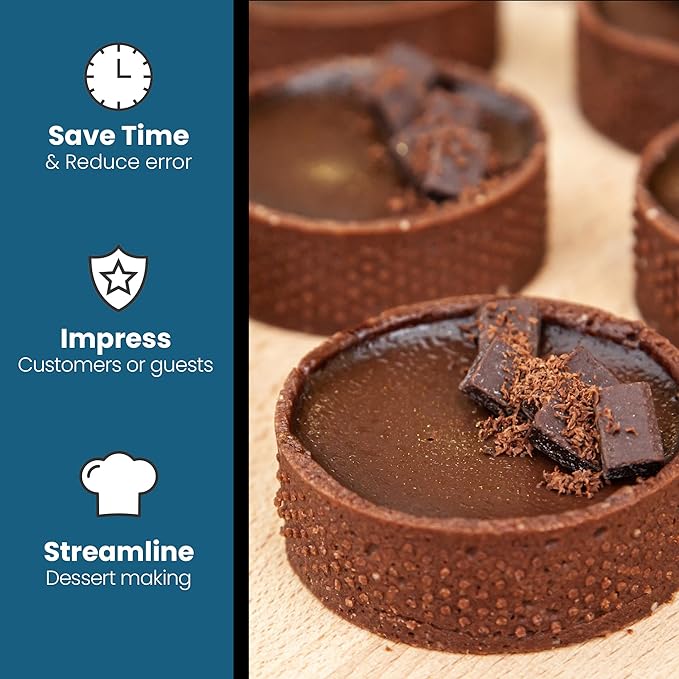 Cambie Round Chocolate Medium Tart Shells, 2.17" in Diameter, French Style Cocoa Tarts with Dark Chocolate Coating (Pack of 40)