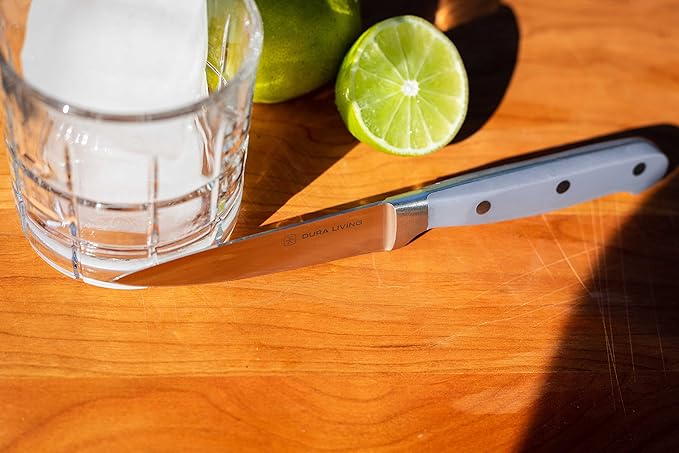 DURA LIVING 3.5 Inch Paring Knife – Essential High Carbon Stainless Steel, Razor-Sharp, Multipurpose Small Kitchen Knife, Ergonomic Handle, Perfect for Precision Tasks, Sleek Gray Design
