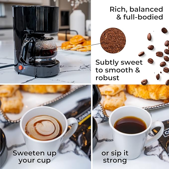Colonial Coffee Roasters In-Room Hotel Ground Coffee Filter Portion Packs, Dark Roast, 0.50 Ounce (Pack of 150), Use with 4-Cup Drip Coffee Machine